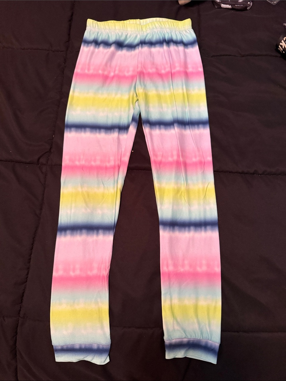 Komar Kids Pink Yellow Blue Striped Tie-Dye Leggings